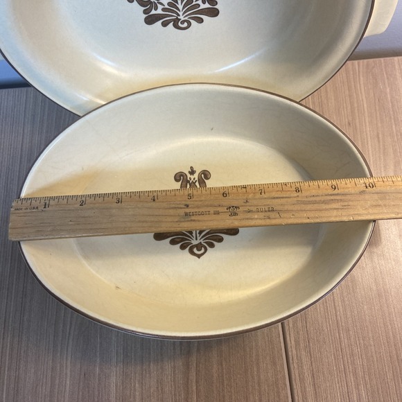 Lot 2 Vintage Pfaltzgraff Village 11 And 241 Brown Oval Vegetable Serving Bowls - Picture 8 of 14
